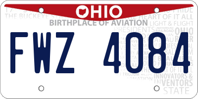 OH license plate FWZ4084