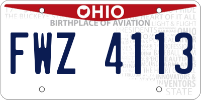 OH license plate FWZ4113