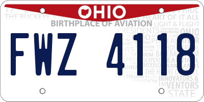 OH license plate FWZ4118