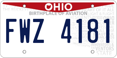 OH license plate FWZ4181