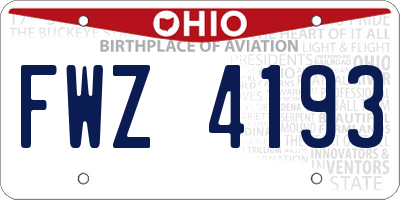 OH license plate FWZ4193