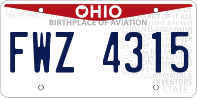 OH license plate FWZ4315