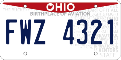 OH license plate FWZ4321