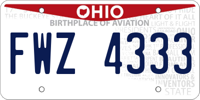OH license plate FWZ4333