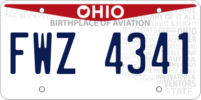 OH license plate FWZ4341