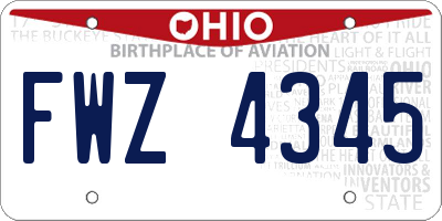 OH license plate FWZ4345
