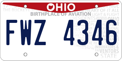 OH license plate FWZ4346