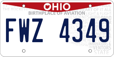 OH license plate FWZ4349