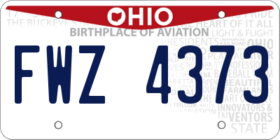 OH license plate FWZ4373