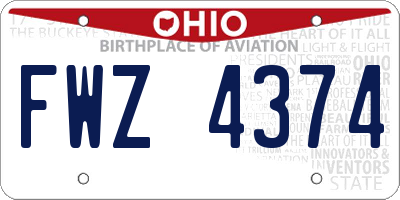 OH license plate FWZ4374