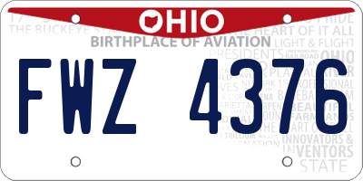 OH license plate FWZ4376