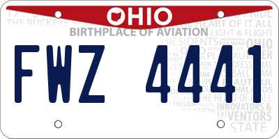 OH license plate FWZ4441
