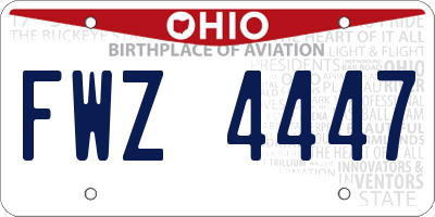 OH license plate FWZ4447