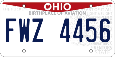 OH license plate FWZ4456