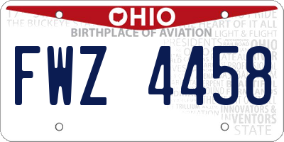 OH license plate FWZ4458