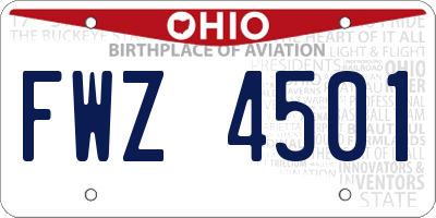 OH license plate FWZ4501