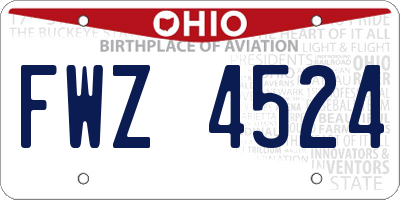 OH license plate FWZ4524