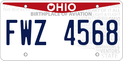 OH license plate FWZ4568