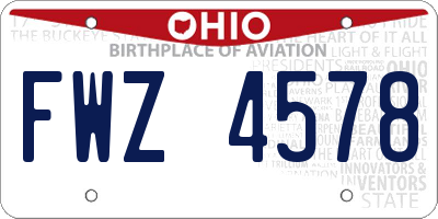 OH license plate FWZ4578