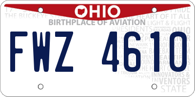 OH license plate FWZ4610
