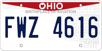 OH license plate FWZ4616