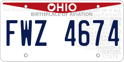 OH license plate FWZ4674