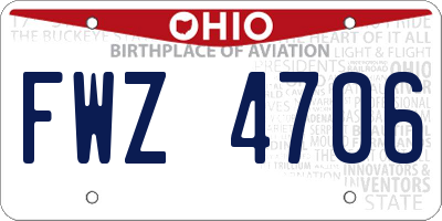 OH license plate FWZ4706