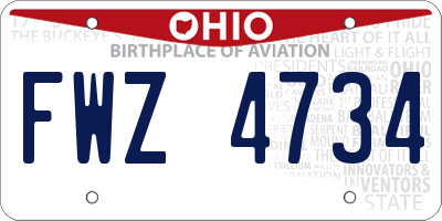 OH license plate FWZ4734