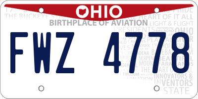 OH license plate FWZ4778