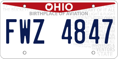 OH license plate FWZ4847