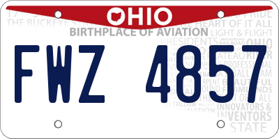 OH license plate FWZ4857