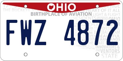 OH license plate FWZ4872