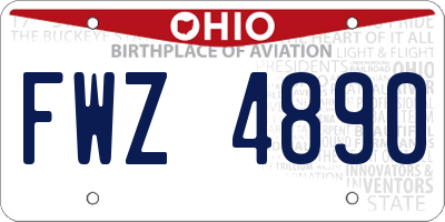 OH license plate FWZ4890