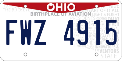OH license plate FWZ4915