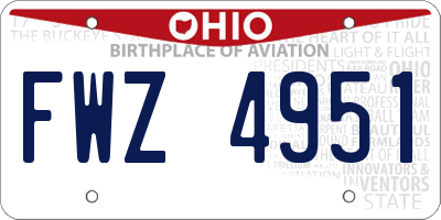 OH license plate FWZ4951