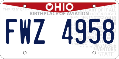 OH license plate FWZ4958