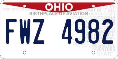 OH license plate FWZ4982