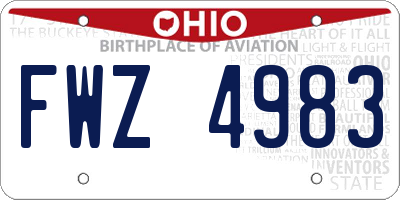 OH license plate FWZ4983