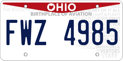 OH license plate FWZ4985