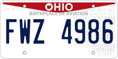 OH license plate FWZ4986
