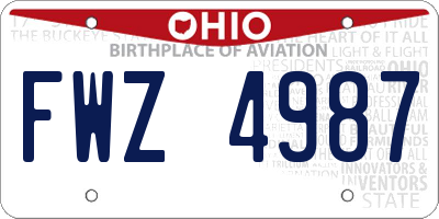 OH license plate FWZ4987