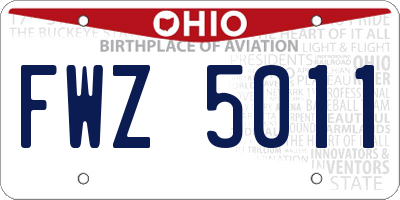 OH license plate FWZ5011
