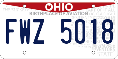 OH license plate FWZ5018