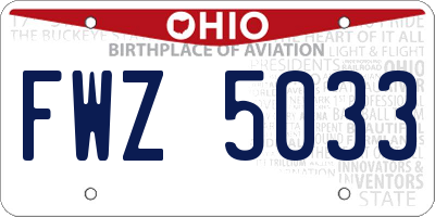OH license plate FWZ5033