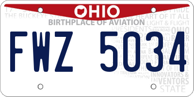 OH license plate FWZ5034