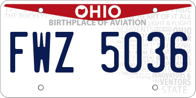 OH license plate FWZ5036