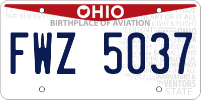 OH license plate FWZ5037
