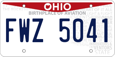 OH license plate FWZ5041