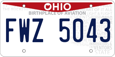 OH license plate FWZ5043