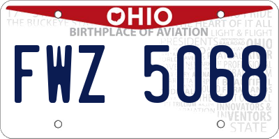 OH license plate FWZ5068